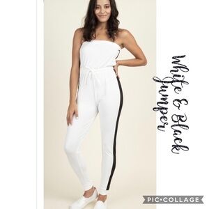 White 1 Piece Jumper w/Racer Stripe